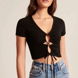 Abercrombie & Fitch Black Lace-Up Crop Top
